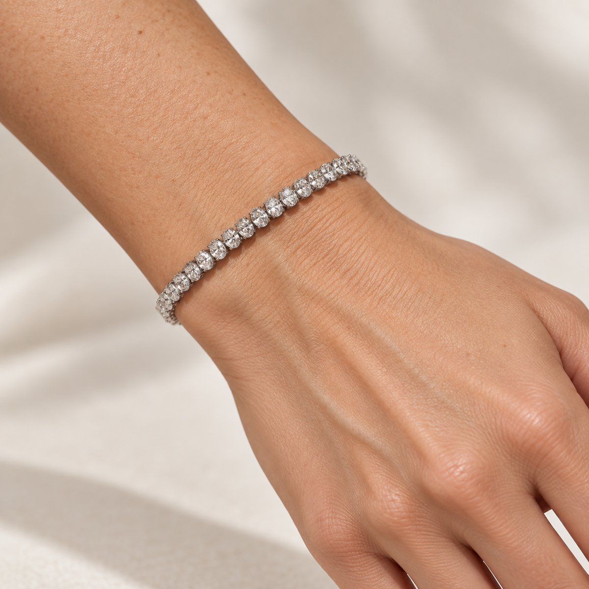 14ct White Gold 8.00ct Oval Lab-Grown Diamond Tennis Bracelet