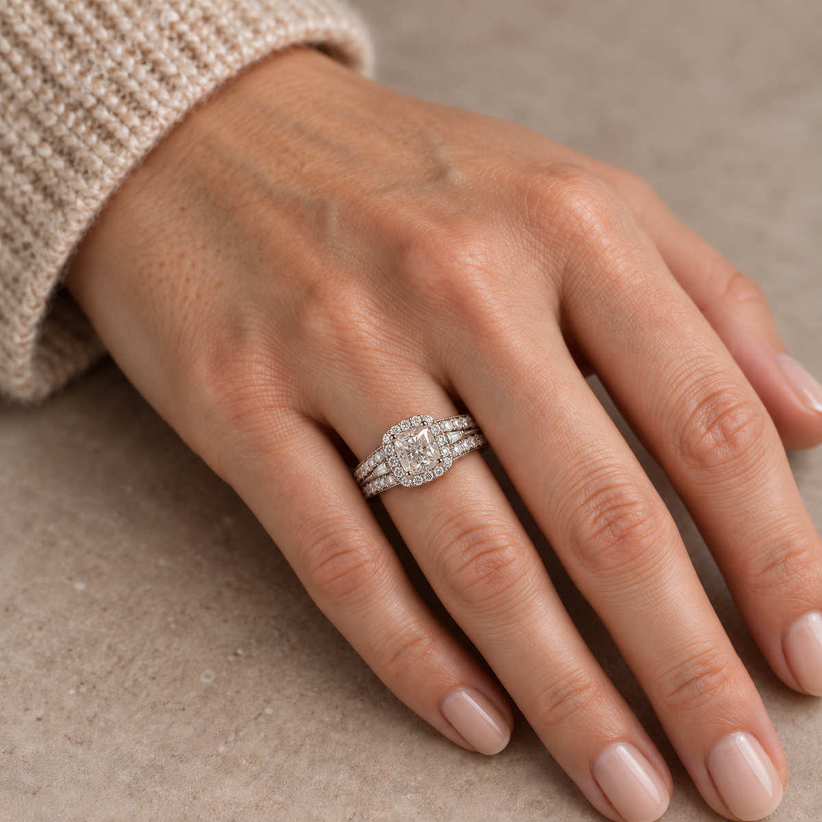 14ct White Gold Diamond Cluster Dress Ring