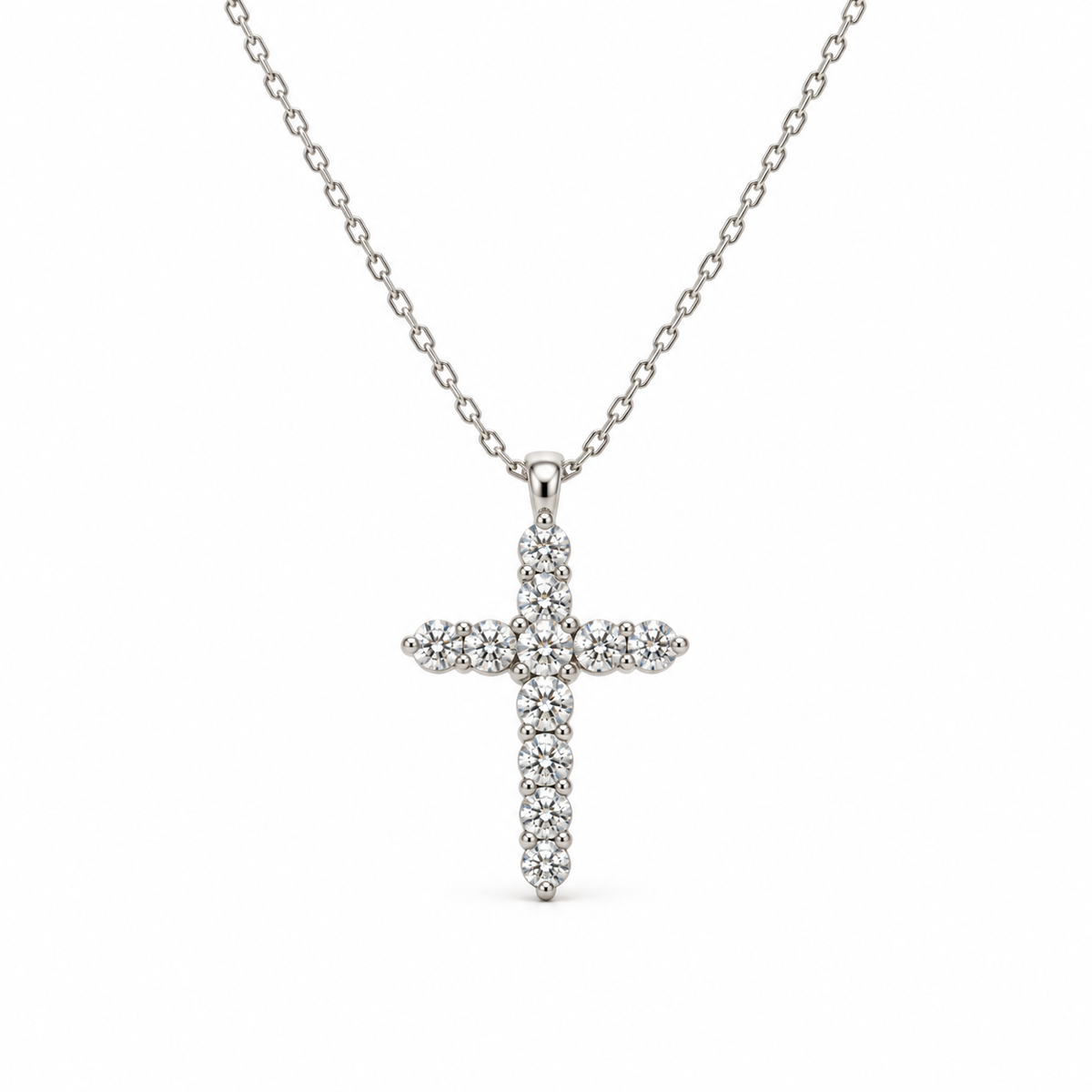 18ct White Gold Diamond Cross Pendant