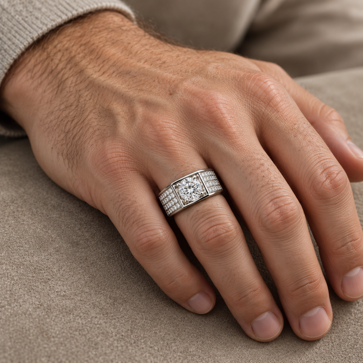18ct White Gold 1.25ct Mens Diamond Ring