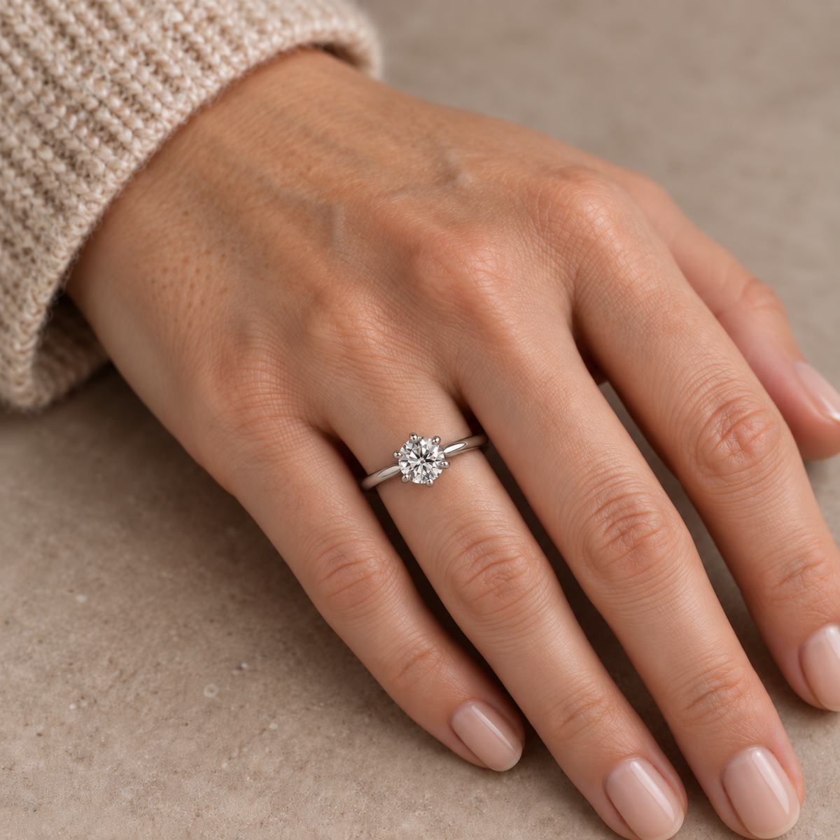 18ct White Gold 1.00ct Six-Claw Tiffany-Style Diamond Solitaire Ring