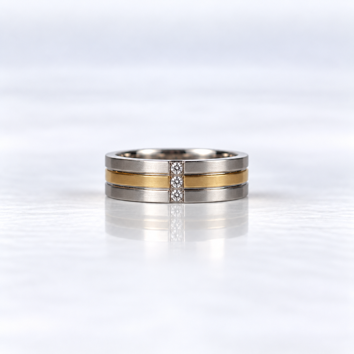9ct Two-Tone Gold Men’s Three-Diamond Ring