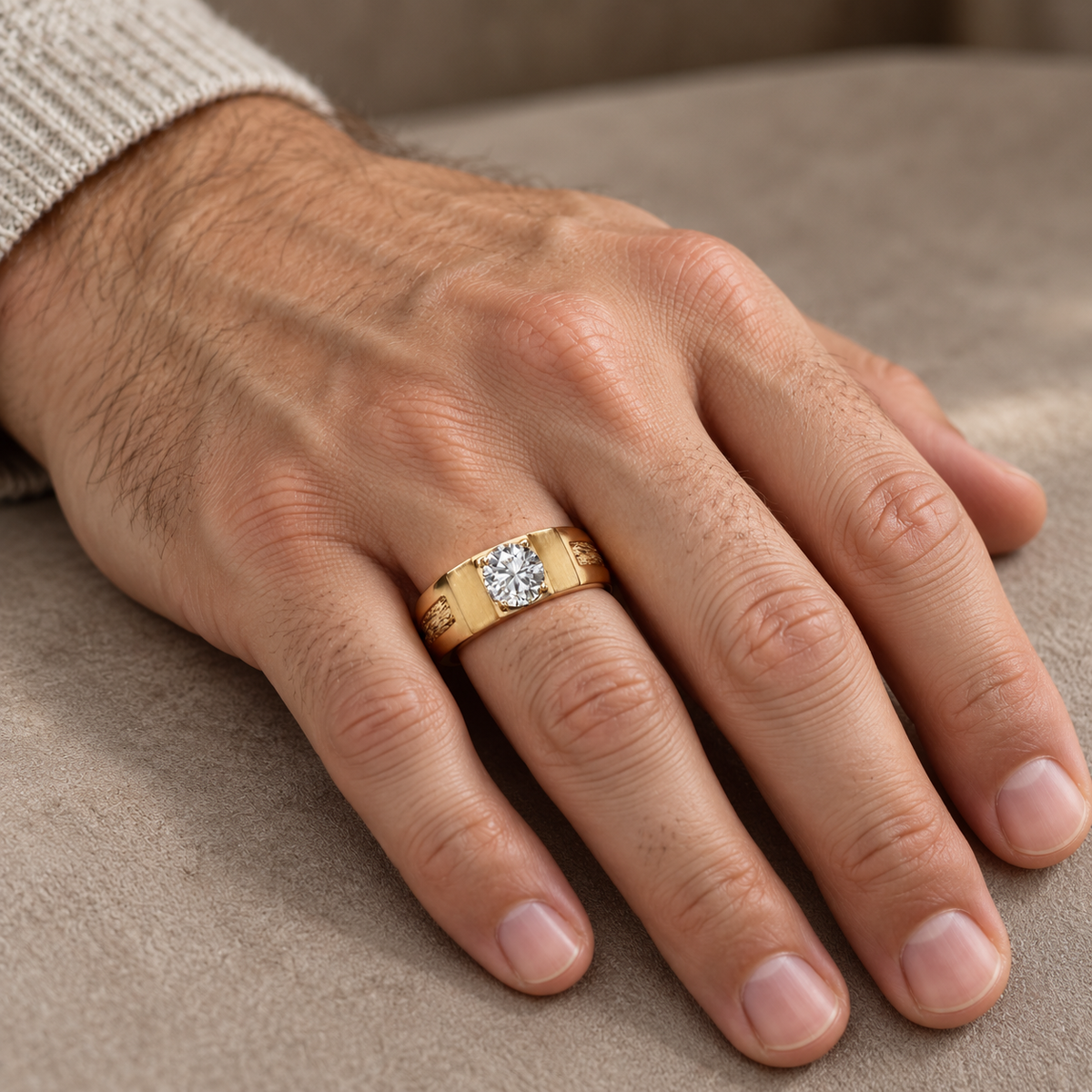 9ct Yellow Gold Men’s 1.26ct Diamond Solitaire Ring