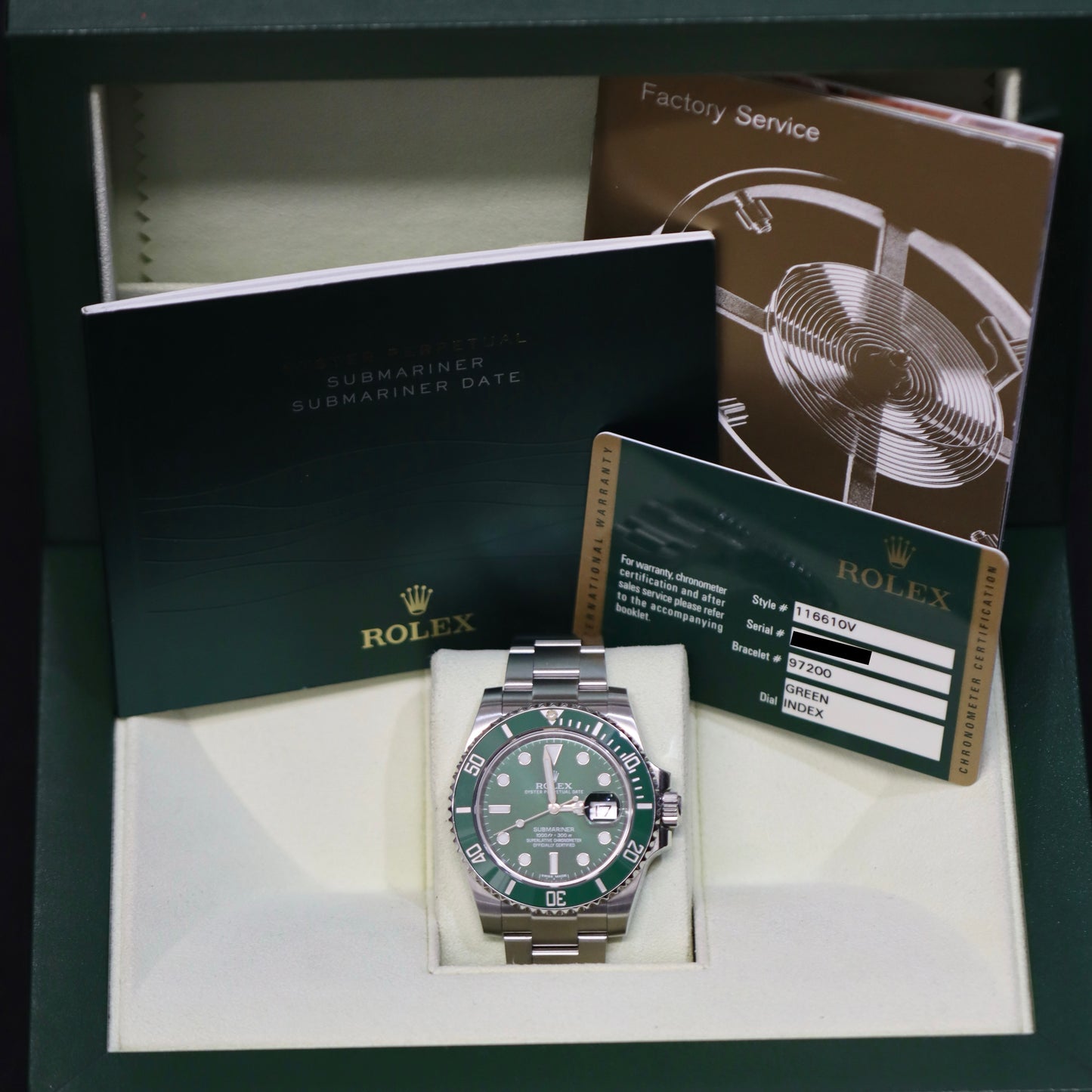 Rolex Submariner 'Hulk' 116610LV - 40MM - Box & Papers