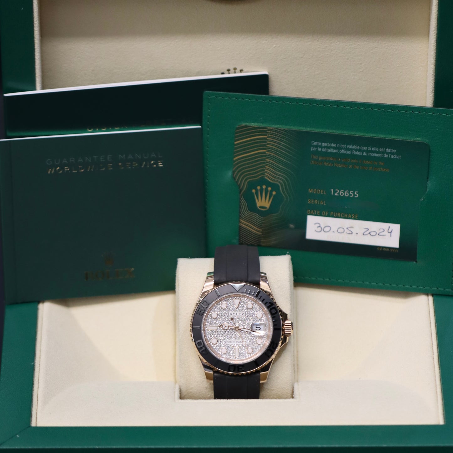 Discontinued - 2024 Rolex Yacht-Master 126655 - Factory Pave Diamond Dial
