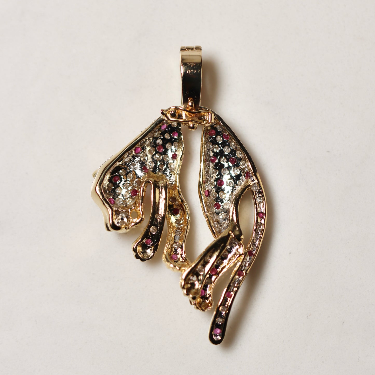 18K Yellow Gold Pendant - Rubies & Diamonds