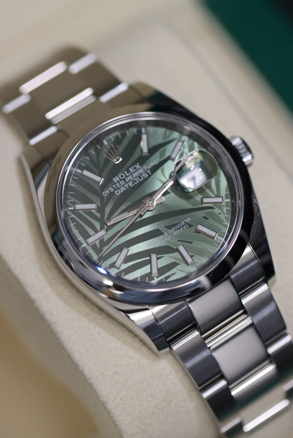 2021 Rolex Datejust 126200 Green Palm Motif