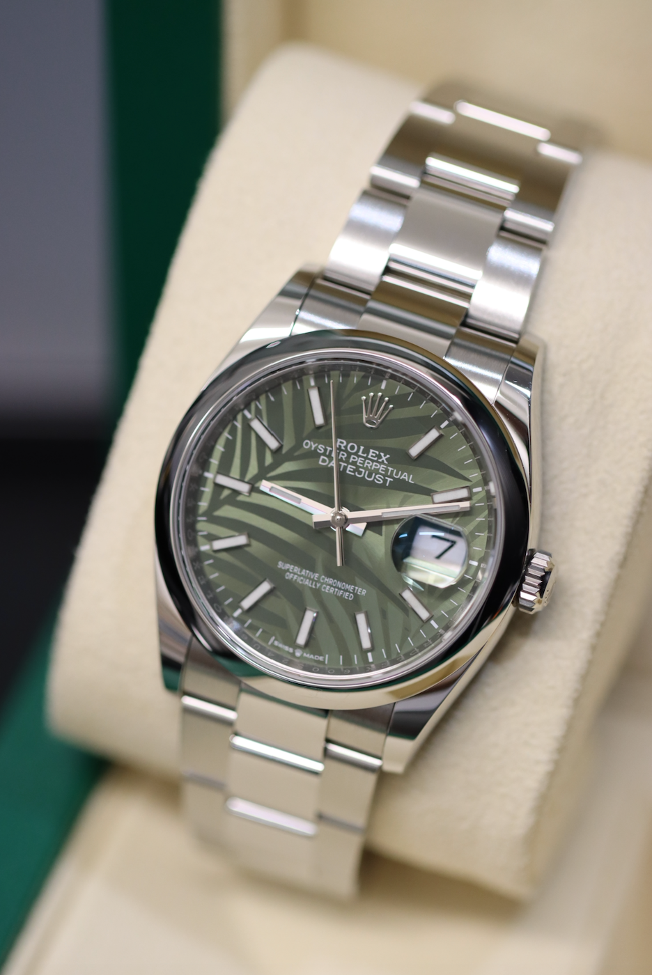 2021 Rolex Datejust 126200 Green Palm Motif