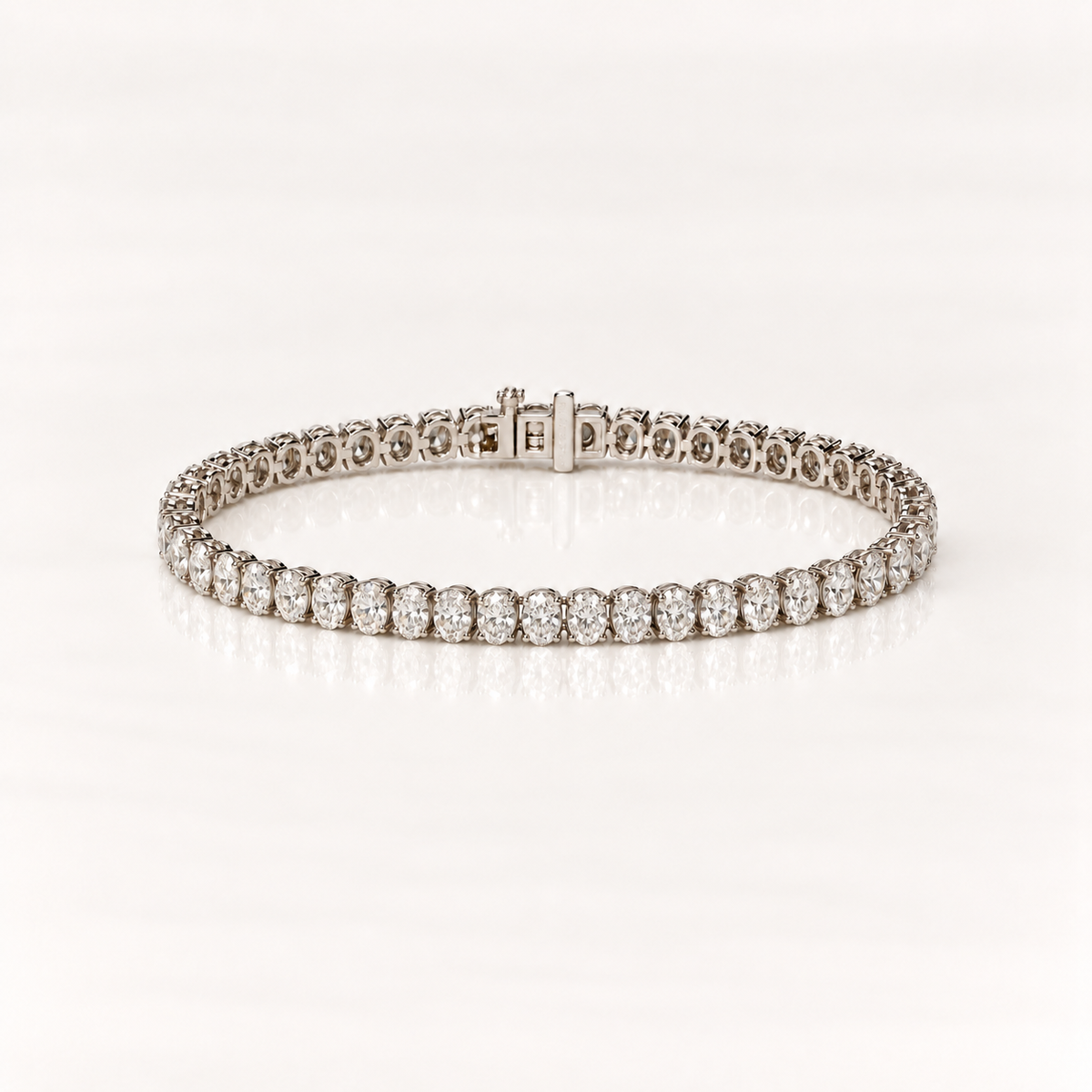 14ct White Gold 8.00ct Oval Lab-Grown Diamond Tennis Bracelet