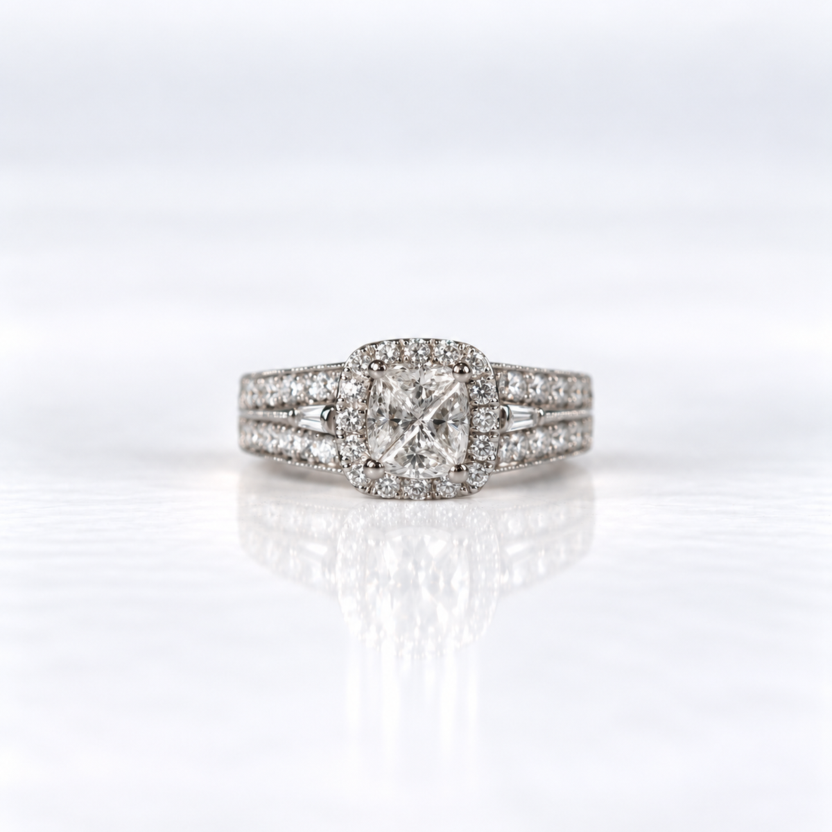 14ct White Gold Diamond Cluster Dress Ring