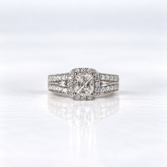 14ct White Gold Diamond Cluster Dress Ring