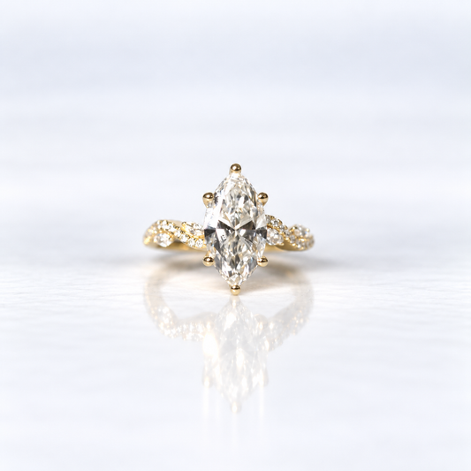 14ct Yellow Gold 3.01ct Marquise-Cut Lab-Grown Diamond Ring