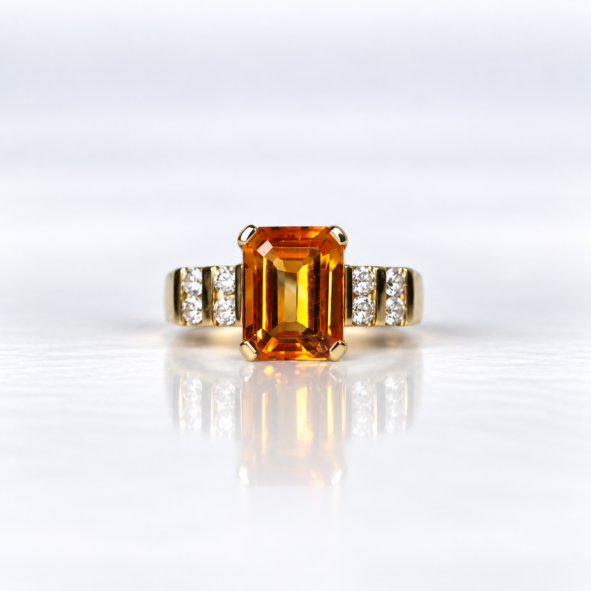 14ct Yellow Gold Orange Gemstone Dress Ring