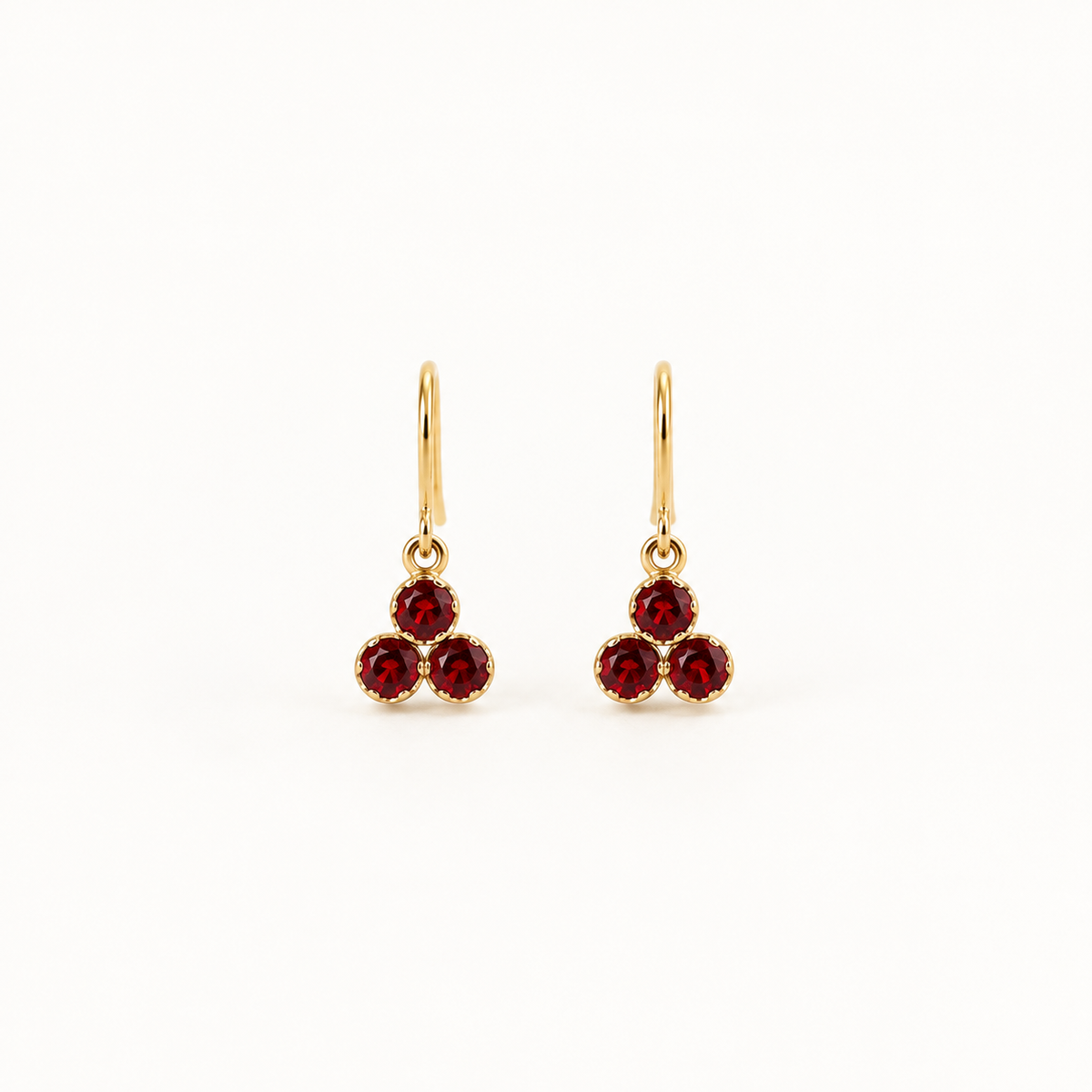 14ct Yellow Gold Vintage-Style Ruby Drop Earrings