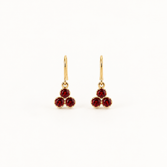 14ct Yellow Gold Vintage-Style Ruby Drop Earrings