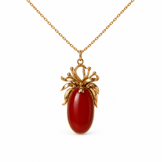18ct Rose Gold Carnelian Cabochon Pineapple Pendant-Pendant Only