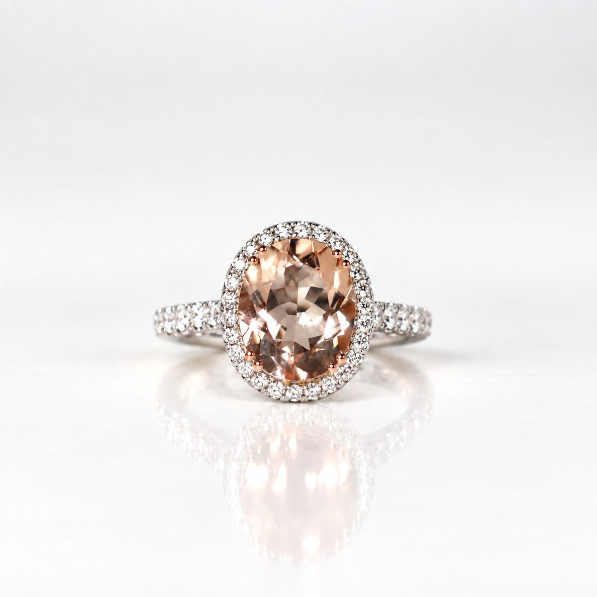 18ct White Gold Morganite & Diamond Ring