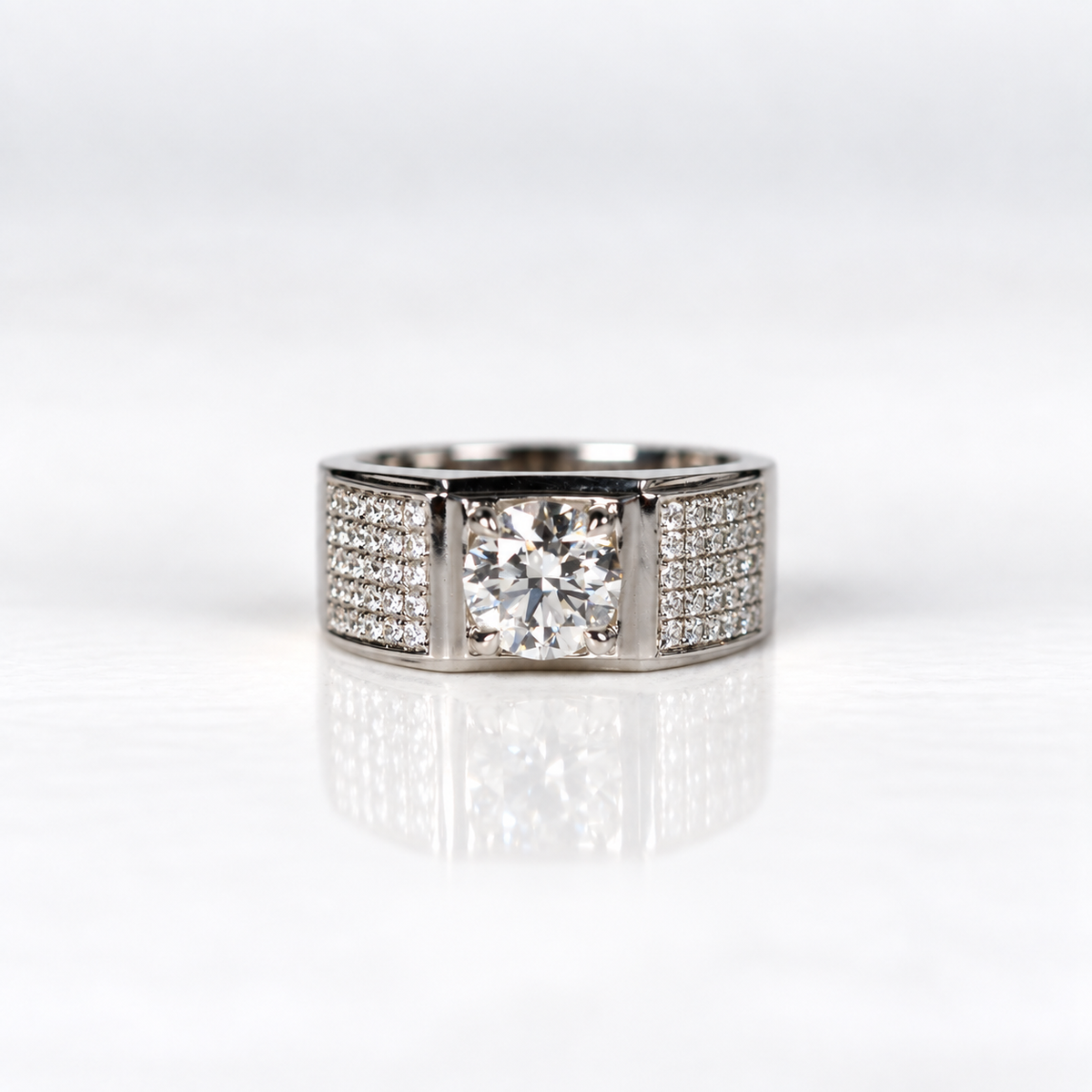 18ct White Gold 1.25ct Mens Diamond Ring