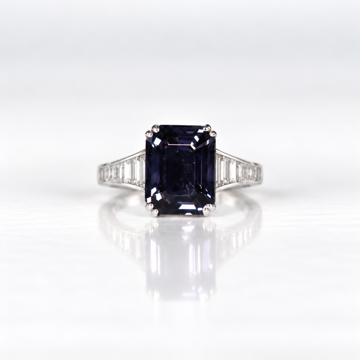 18ct White Gold Purple Tourmaline & Diamond Dress Ring