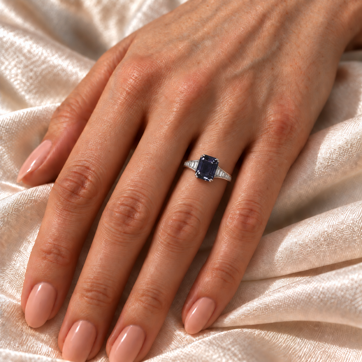 18ct White Gold Purple Tourmaline & Diamond Dress Ring