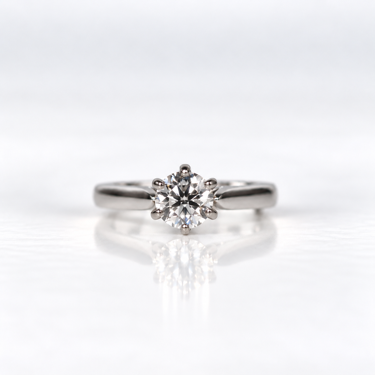18ct White Gold 1.00ct Six-Claw Tiffany-Style Diamond Solitaire Ring
