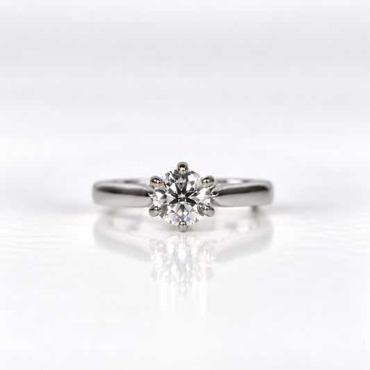 18ct White Gold 1.00ct Six-Claw Tiffany-Style Diamond Solitaire Ring