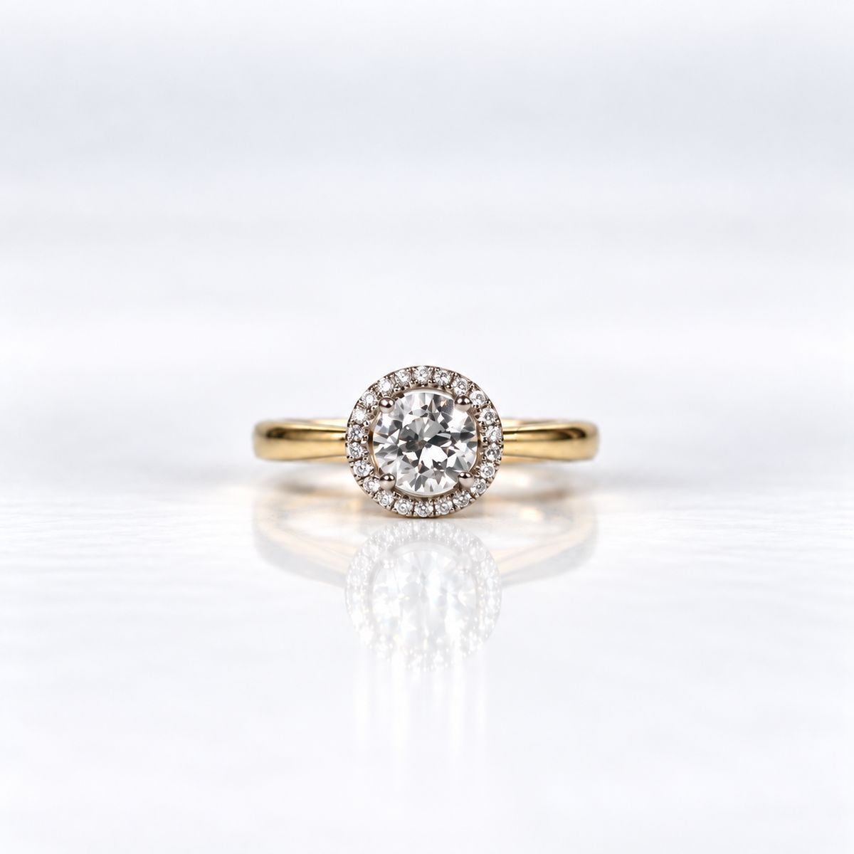 18ct Yellow Gold 0.65ct Diamond Halo Engagement Ring