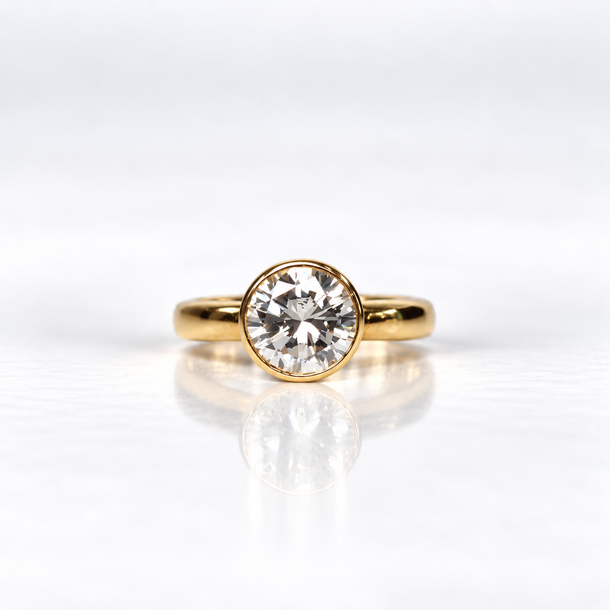 18ct Yellow Gold 1.76ct Bezel-Set Diamond Solitaire Ring – H/SI