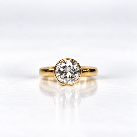 18ct Yellow Gold 1.76ct Bezel-Set Diamond Solitaire Ring – H/SI