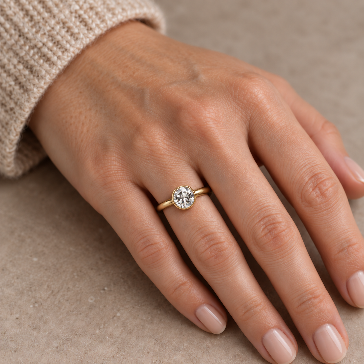 18ct Yellow Gold 1.76ct Bezel-Set Diamond Solitaire Ring – H/SI