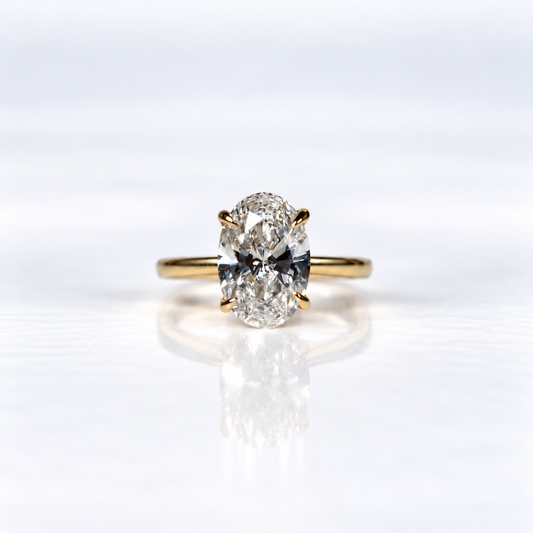 18ct Yellow Gold 4.10ct Oval-Cut Lab-Grown Diamond Solitaire Engagement Ring