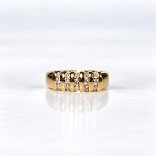 18ct Yellow Gold Five-Row Diamond Dress Ring