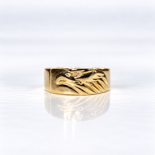 18ct Yellow Gold Men’s Eagle Ring with Diamond Eye