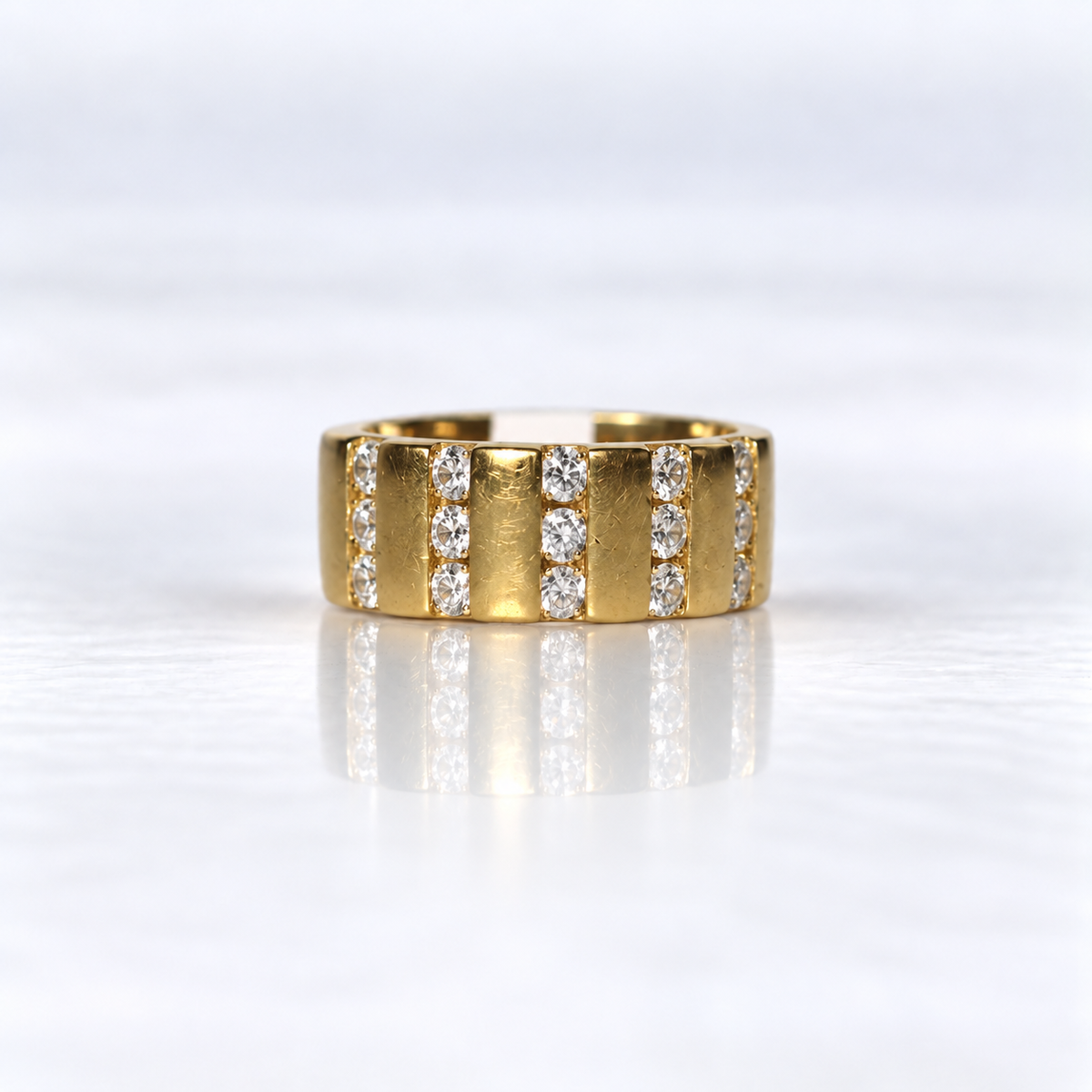 18ct Yellow Gold Men’s Five-Row Diamond Ring