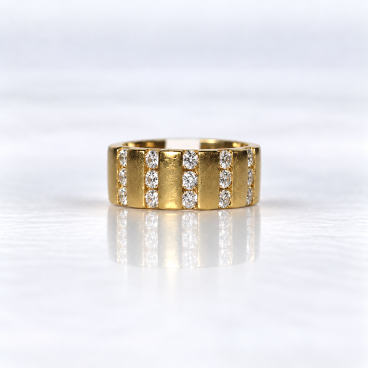 18ct Yellow Gold Men’s Five-Row Diamond Ring