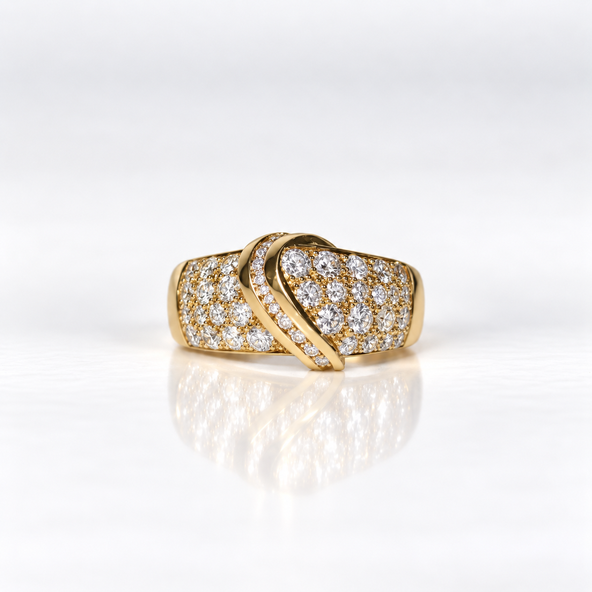 18ct Yellow Gold Pavé-Set Diamond Swirl Dress Ring