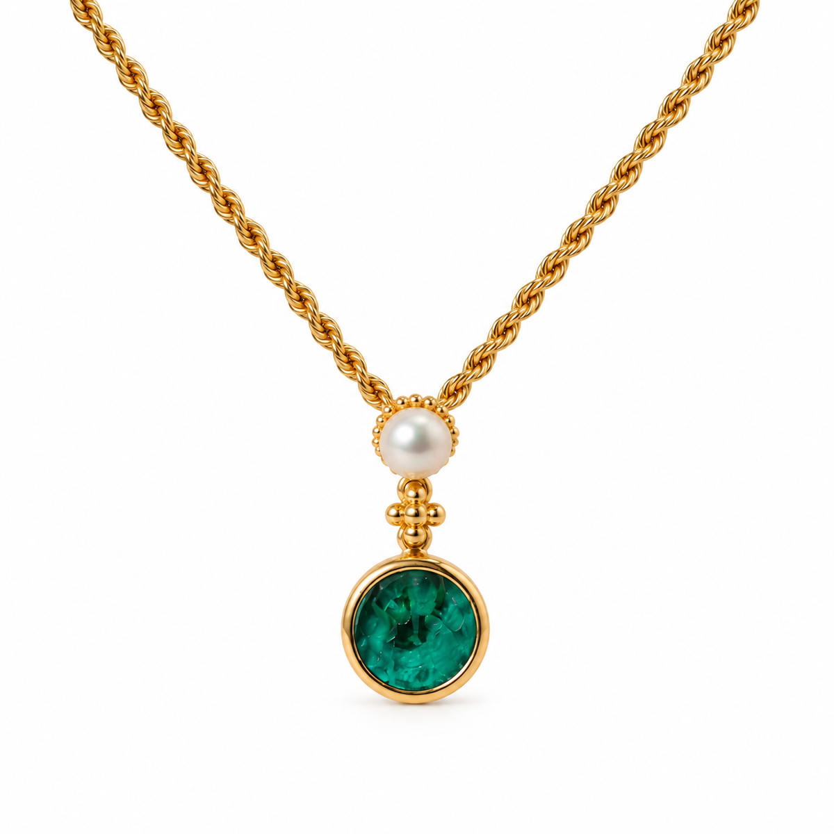 18ct Yellow Gold Venetian Glass Cameo and Button Pearl Pendant