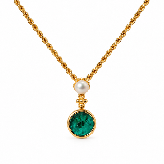18ct Yellow Gold Venetian Glass Cameo and Button Pearl Pendant