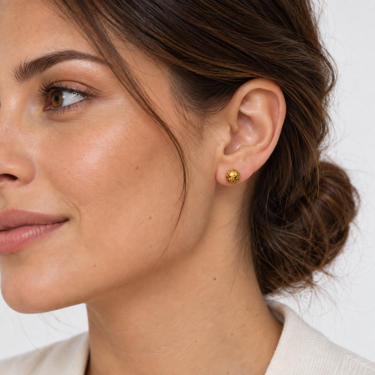 24ct Yellow Gold Decorative Ball Stud Earrings