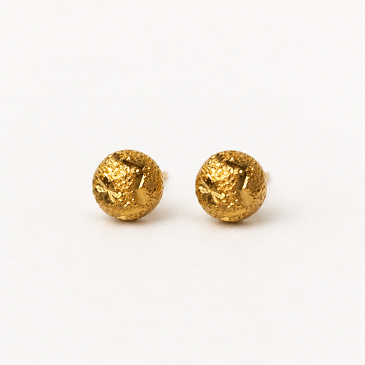 24ct Yellow Gold Decorative Ball Stud Earrings