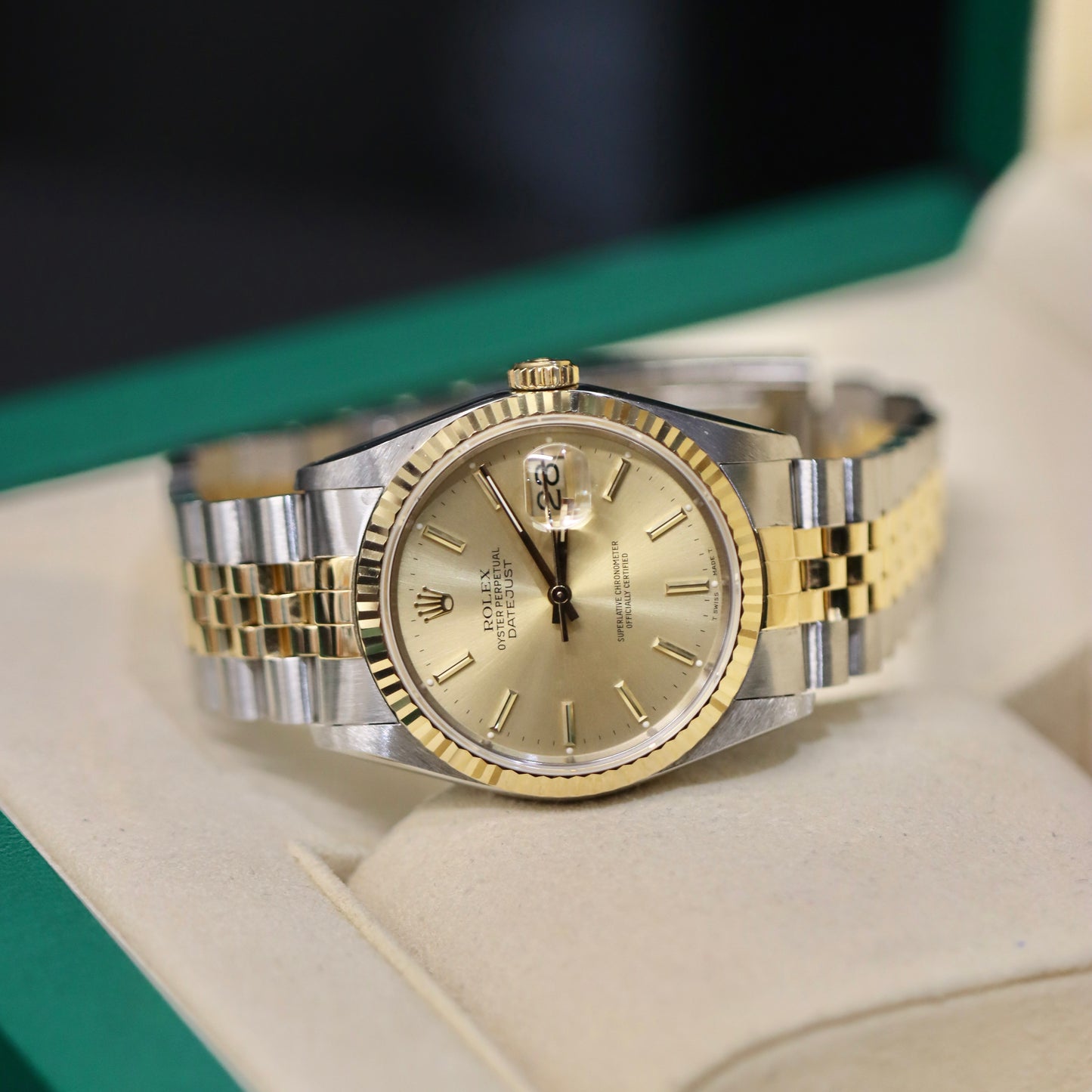 Rolex Datejust 36MM - Champagne - Ref: 16233 - 18K Yellow Gold & Steel