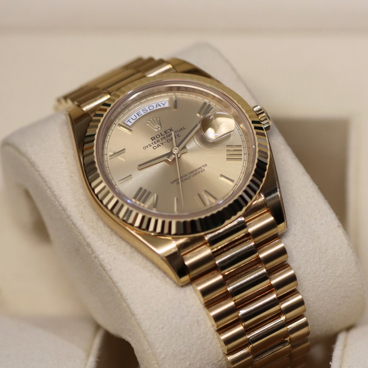 2021 Rolex Day-Date 40MM - Champagne Roman - Ref 228238