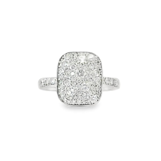 14K White Gold Cushion shape Cluster Diamond Ring