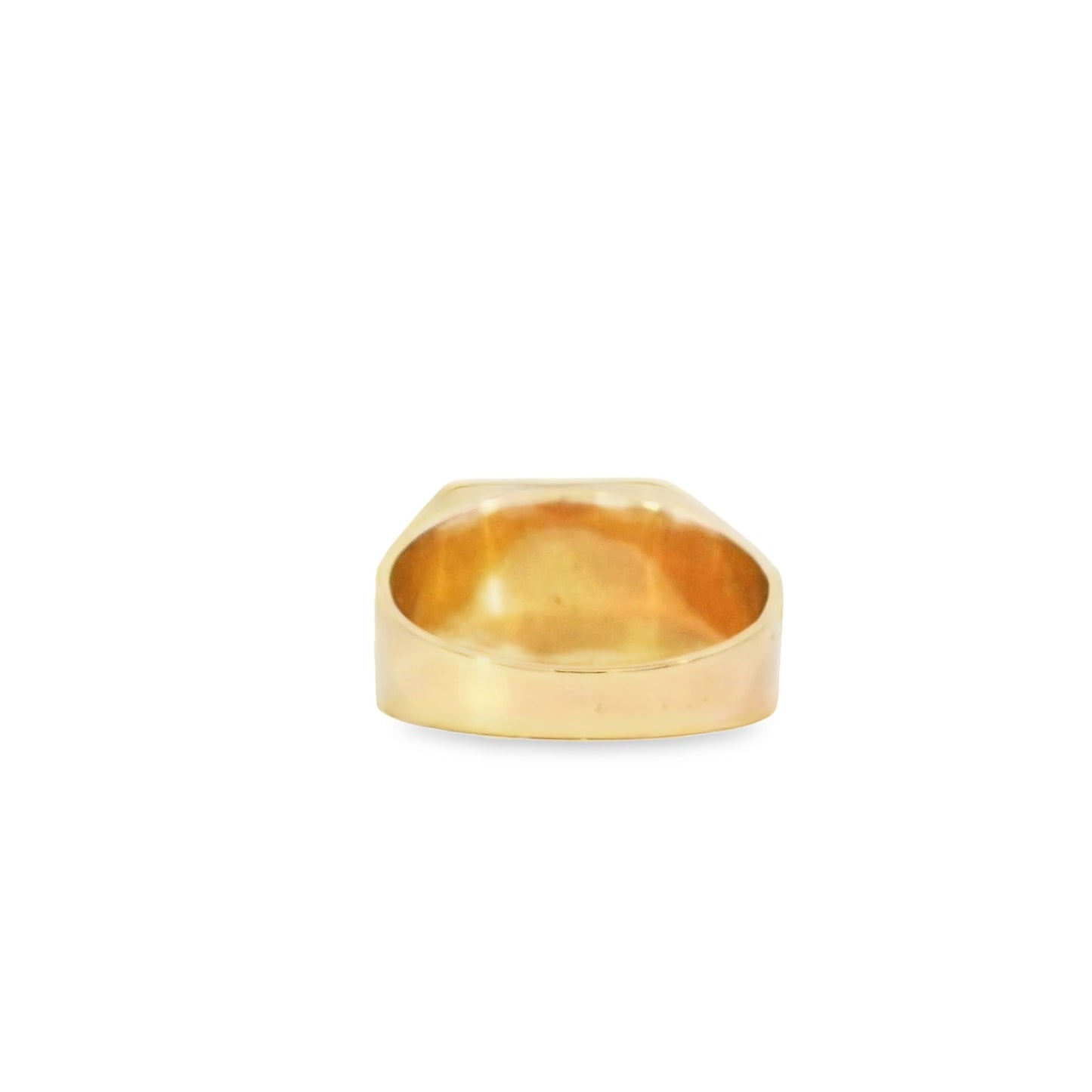 18K Yellow Gold Mens Diamond Square Signet Ring