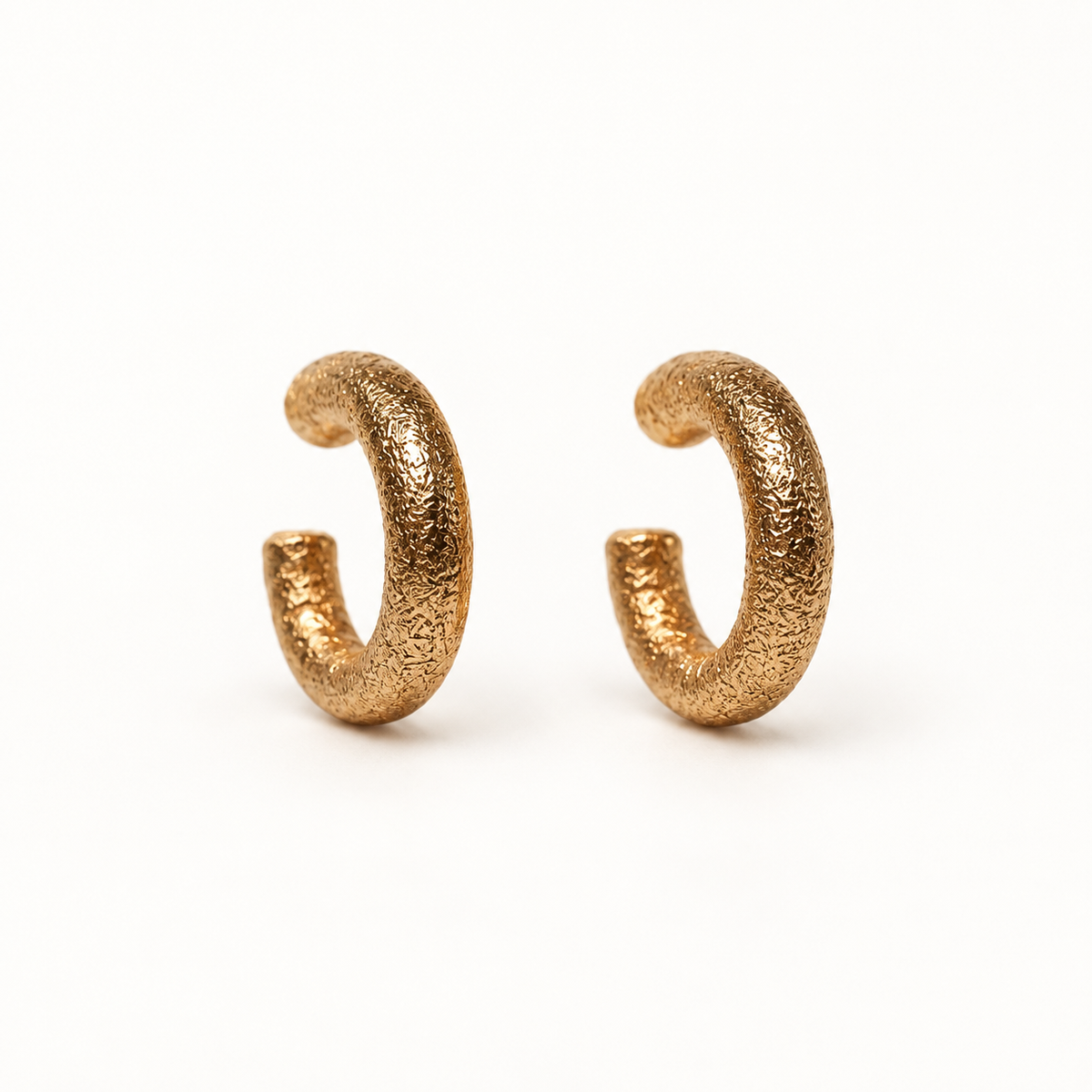 9ct Yellow Gold Brushed-Finish Hoop Earrings