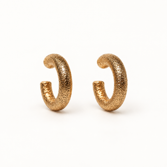 9ct Yellow Gold Brushed-Finish Hoop Earrings