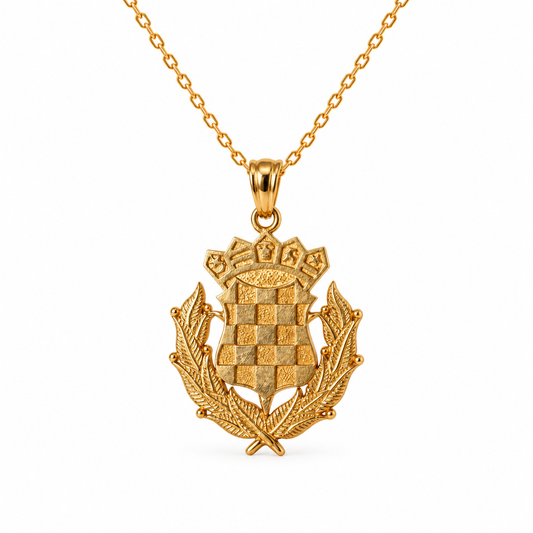 9ct Yellow Gold Croatian Crest Shield Pendant-Pendant Only