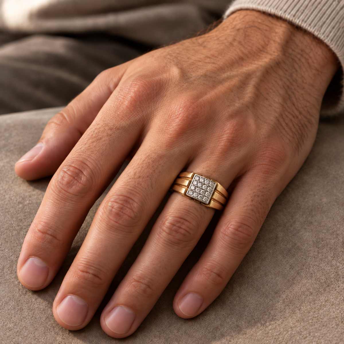 9ct Yellow Gold Men’s 0.45ct Diamond Ring