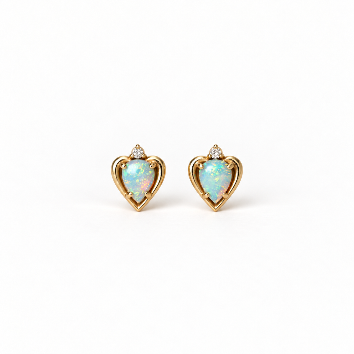 9ct Yellow Gold Teardrop Opal Stud Earrings