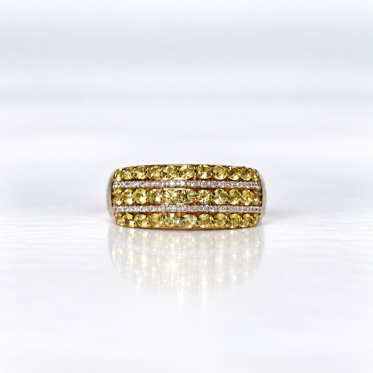9ct Yellow Gold Yellow Sapphire and Diamond Dress Ring